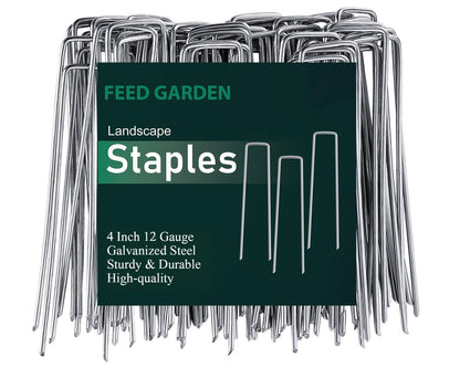FEED GARDEN 6 Inch 200 Pack Galvanized Landscape Staples 11 Gauge Anti-Rust Garden Stakes Landscaping Fabric SOD Pins Yard Stakes for Christmas Decoration Weed Barrier Fabric