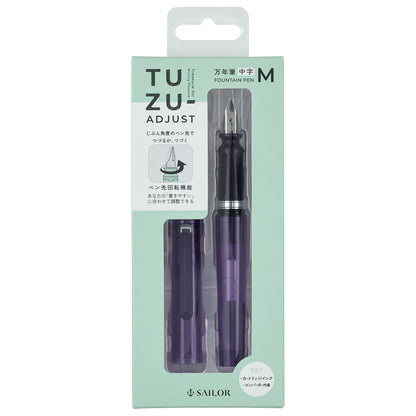 Sailor Fountain Pen TUZU ADJUST, Rotating Nib Feature and Natural Fit Grip, Includes 2 Ink Cartridges and Converter, Beginner, Everyday Use, Light Blue, Medium Point, 12-0541-441
