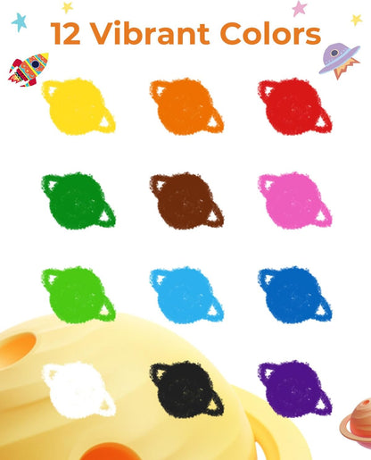 JUPITEARTH 12 Colors Twist Crayons for Toddlers 1-3, Non-Toxic, Washable