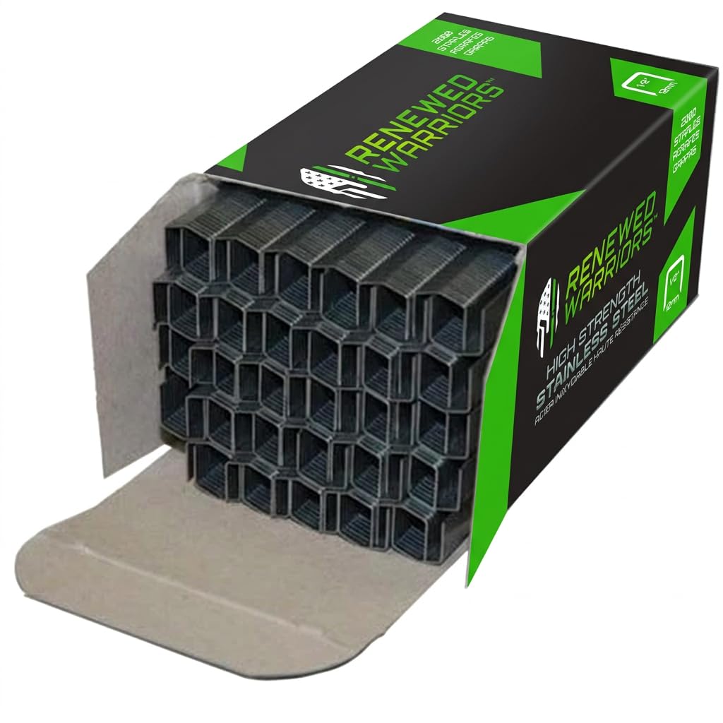 T50 Stainless Steel Staples Marine 1/2 in Leg; 3/8 Crown; T50 Staples 1/2 in Leg for Deep Penetration Stronger Than Regular - (2000 Count Pack)