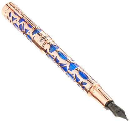 Conklin Endura Deco Crest Fountain Pen in Blue, Stub Nib, Premium Writing Instrument
