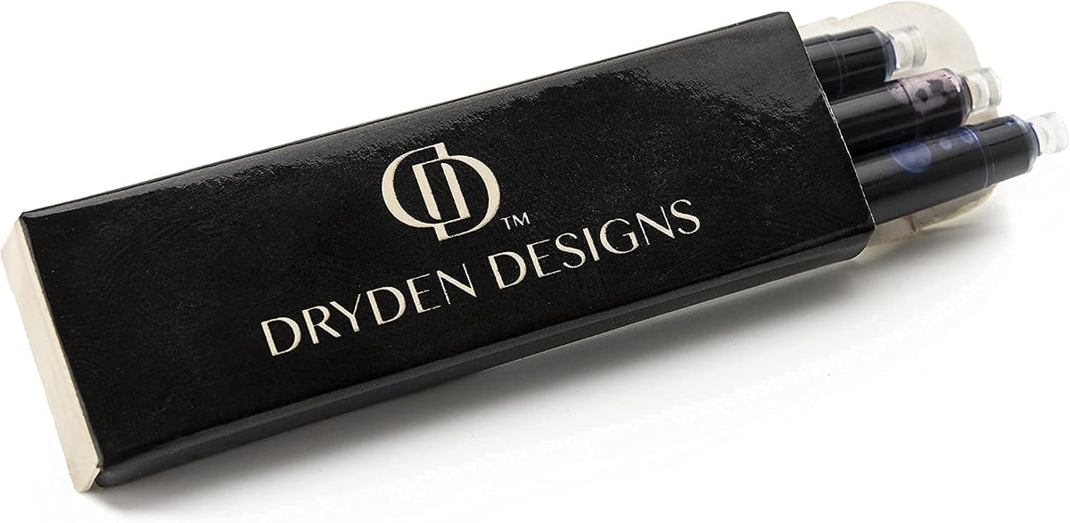 Dryden Designs Fountain Pen. Medium Nib Premium Box | 6 Ink Cartridges Included (Royal Red)