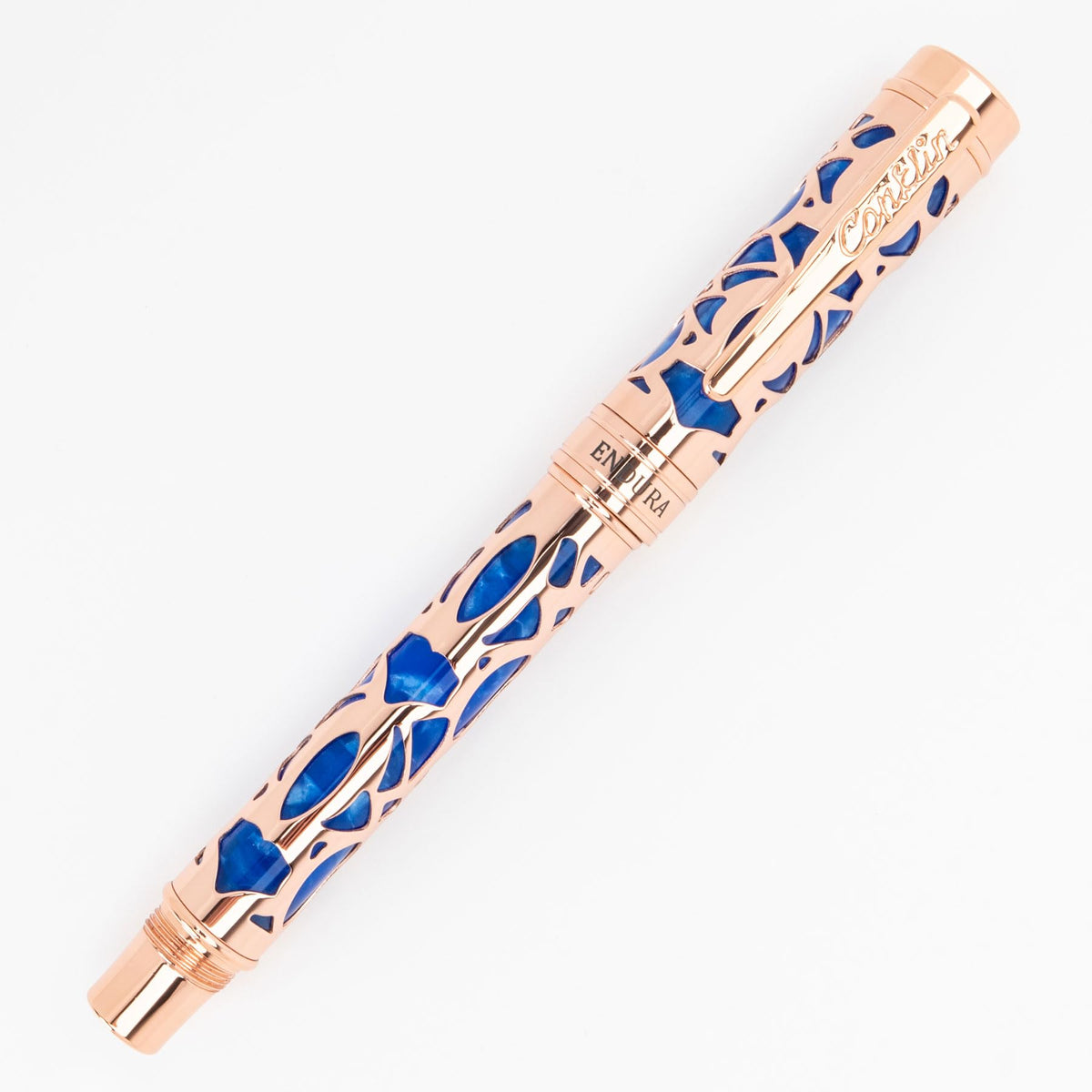 Conklin Endura Deco Crest Fountain Pen in Blue, Stub Nib, Premium Writing Instrument