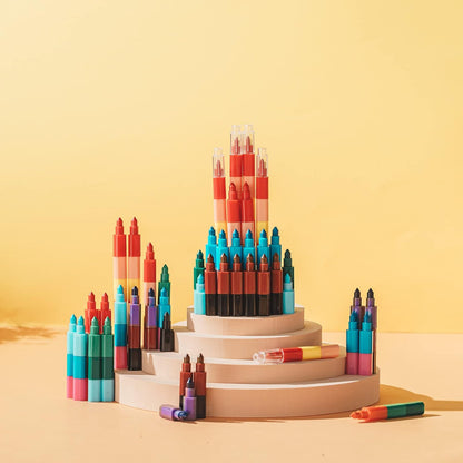 Gersoniel 72 Pcs Stackable Crayons, Stacking Buildable 12 Colors Crayons