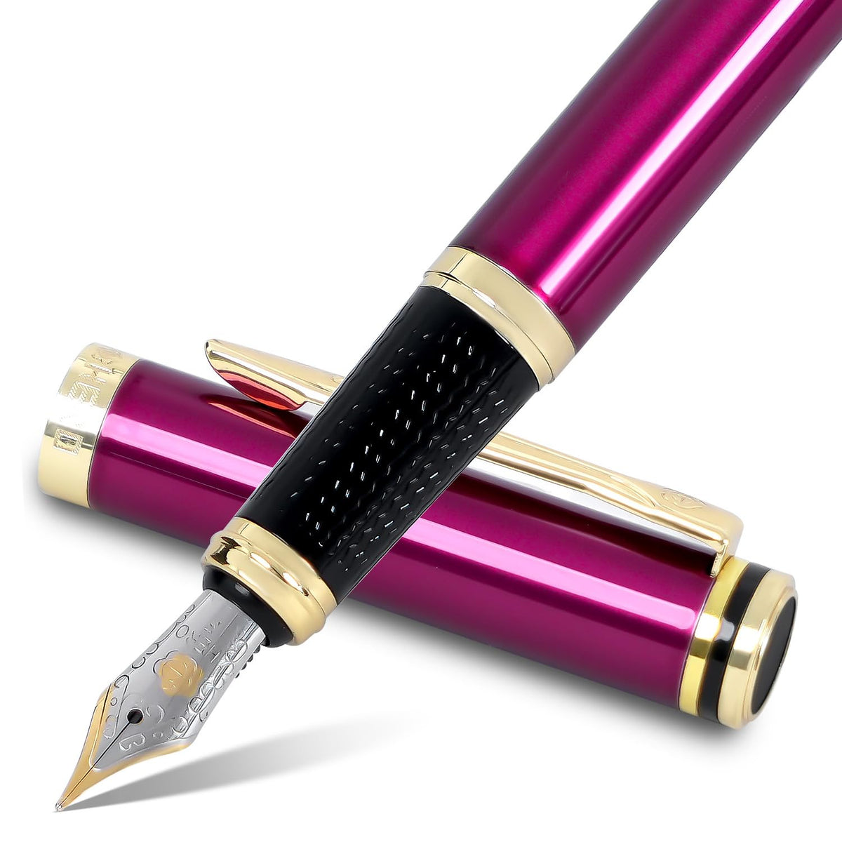 HERO 6177 Green Metal Fountain Pen, 0.5mm Smooth Iridium Fine Nib, Rotary Ink Converter Included, Fits 3.4mm Standard Ink Cartridges (Cartridges NOT Included), Writing Pen for Office & Journaling