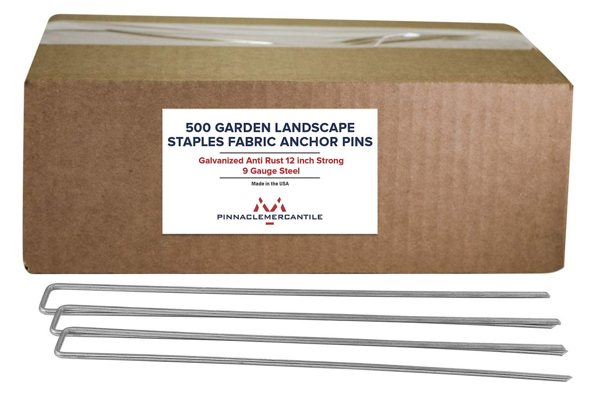 Pinnacle Mercantile Garden Stakes 6 Inch 11 Gauge Galvanized Steel Landscape Staples, Heavy Duty Landscape Fabric Stakes 200 Pack for Weed Barrier, Sod, Edging, Fencing and Drip Irrigation Made in USA