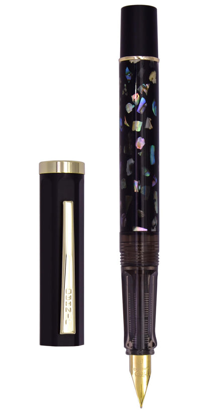 XIAOYU Retro Jinhao 58 Fountain Pen, Unique Sea Shell Inlay Design, Gold Trim with Ink Converter, Iridium Extra Fine Nib(0.38mm), Ivory White(White Shell)