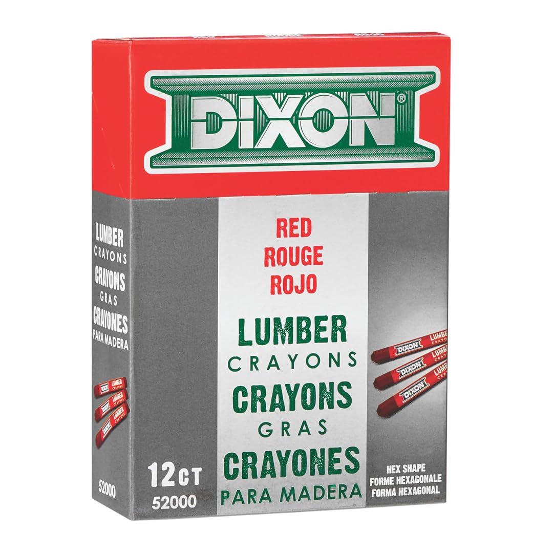 DIXON Industrial Lumber Marking Crayons, 4.5" x 1/2" Hex, Yellow, 12-Pack (X49600)