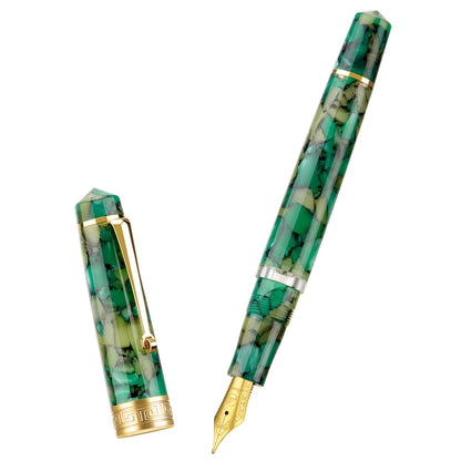 Asvine P20 Piston Fountain Pen Gradual Yellow Resin, Iridium Extra Fine Nib Gold Trim Smooth Writer Collection with Case Set