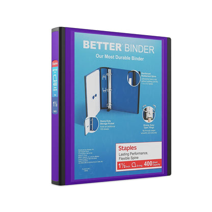 Staples Better Binder, 3 Inch D-Ring, Blue, Reinforced Rubber Spine