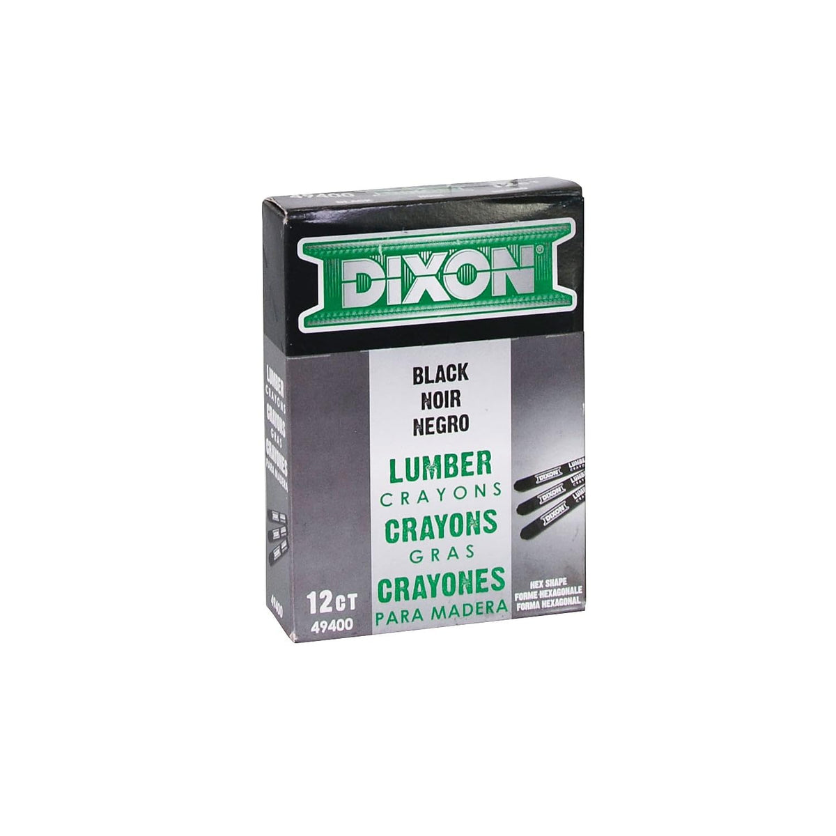 DIXON Industrial Lumber Marking Crayons, 4.5" x 1/2" Hex, Yellow, 12-Pack (X49600)