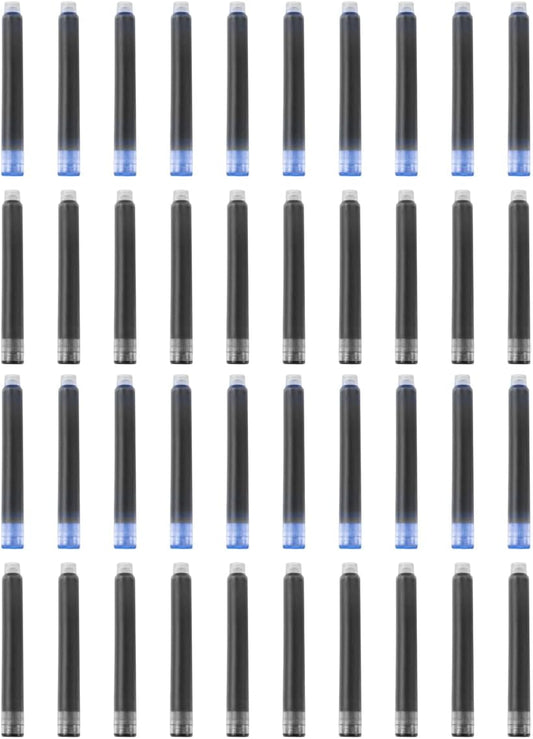 YUNCHUN 40PCS Fountain Pen Ink Refills, 3.4 mm Ink Cartridges Sets for Hongdian, Ink Pen Writing Supplies International Standard Ink Refills, Smooth Writing, Large Capacity and Easy Carry Black + Blue