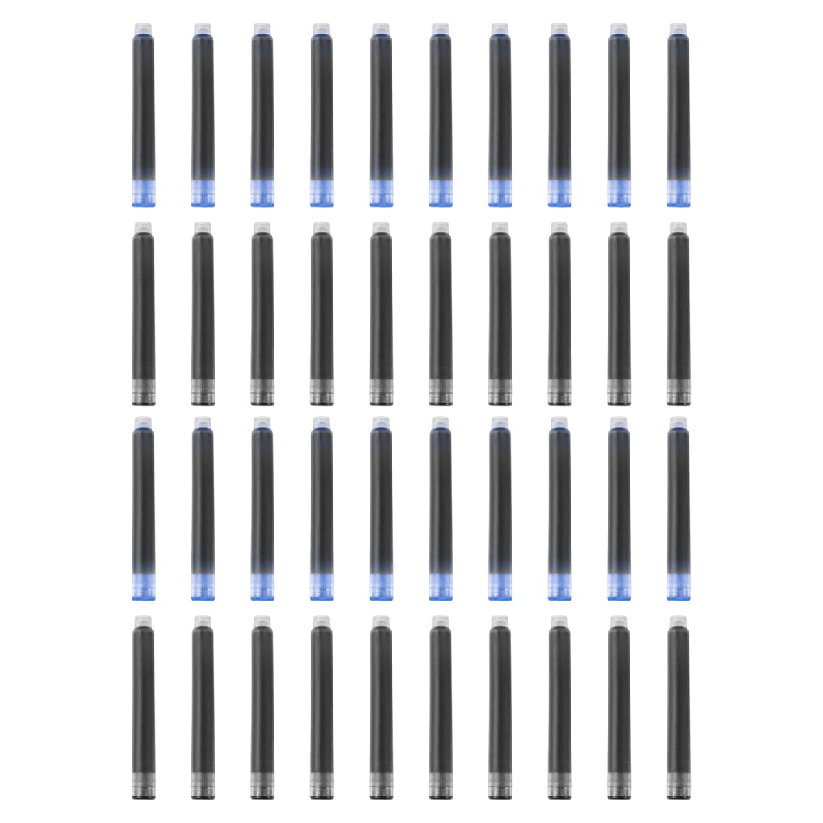YUNCHUN 40PCS Fountain Pen Ink Refills, 3.4 mm Ink Cartridges Sets for Hongdian, Ink Pen Writing Supplies International Standard Ink Refills, Smooth Writing, Large Capacity and Easy Carry Black + Blue