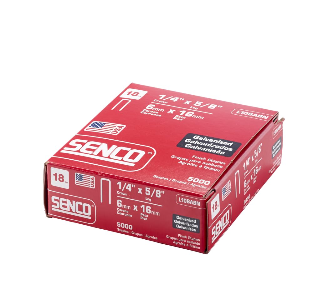 SENCO Collated Medium Wire Staples, Galvanized, 18 GA (L17BABR) 1,000 Box
