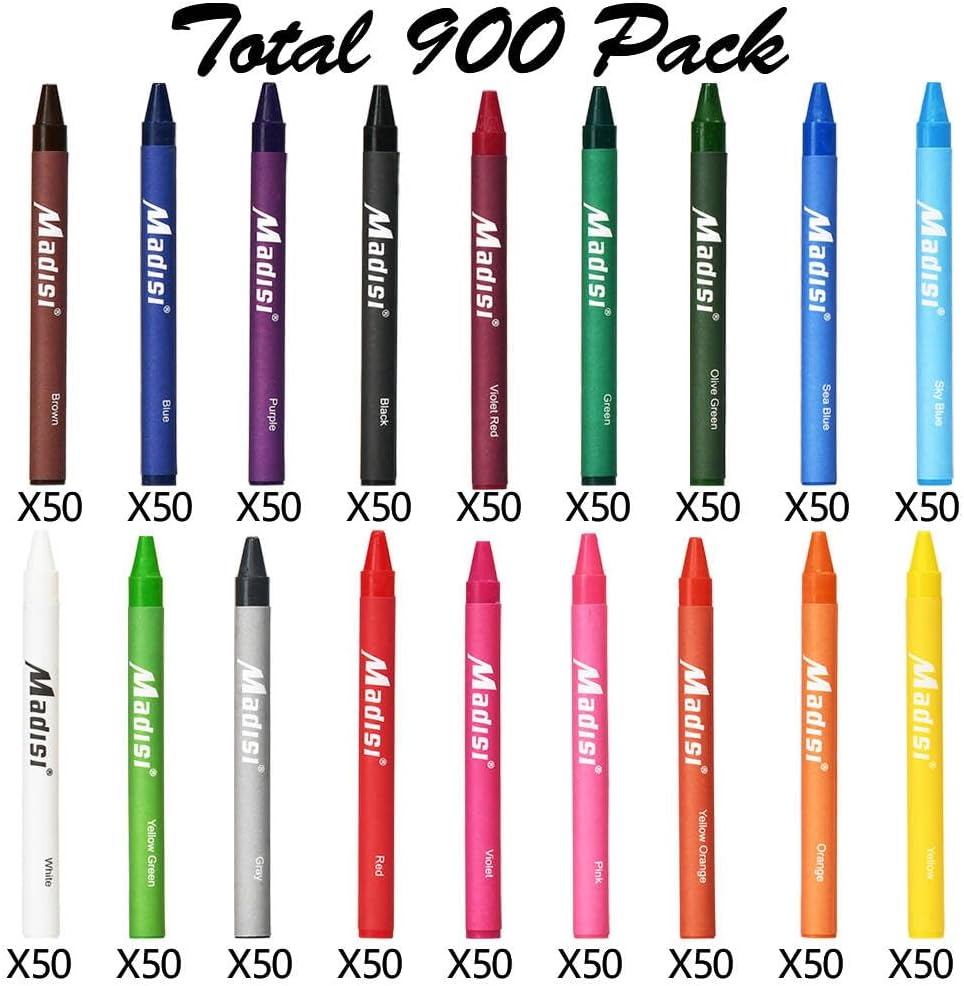 Madisi Crayon Bulk pack, Regular Size, 18 Colors, 900 Count