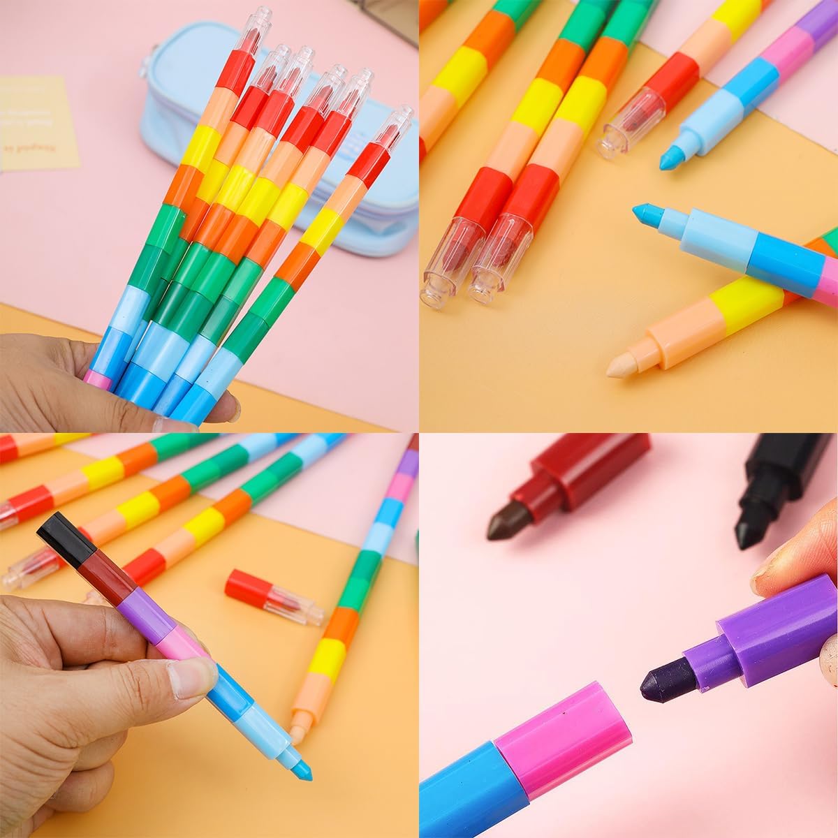 30 Pcs Stackable Crayons, Stacking Crayon Bulk for Kids,Party Favors (30)