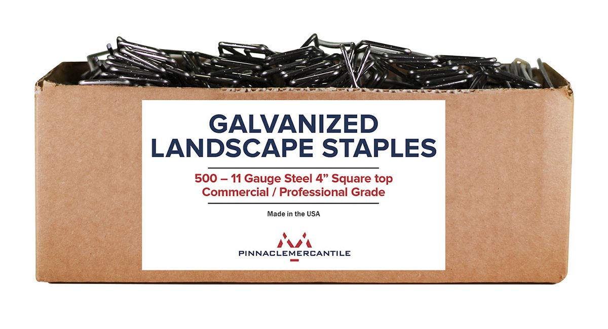 Pinnacle Mercantile Garden Stakes 6 Inch 11 Gauge Galvanized Steel Landscape Staples, Heavy Duty Landscape Fabric Stakes 200 Pack for Weed Barrier, Sod, Edging, Fencing and Drip Irrigation Made in USA