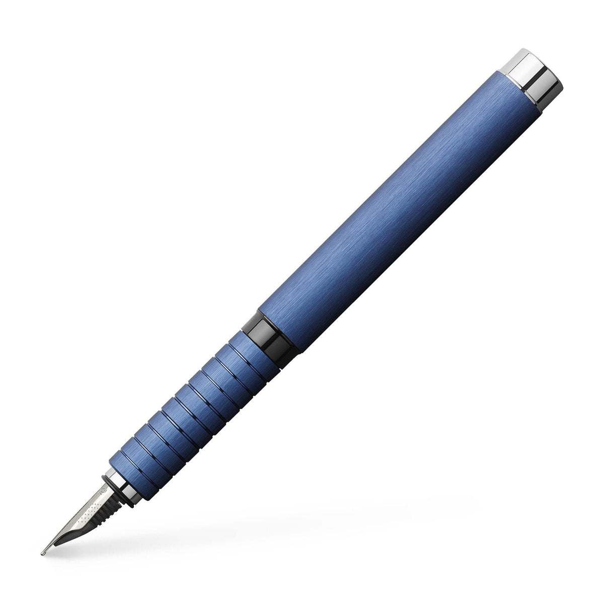 Faber-Castell Essentio Aluminum Blue Fountain Pen - Medium Nib with Black Ink - Fine Writing Instruments