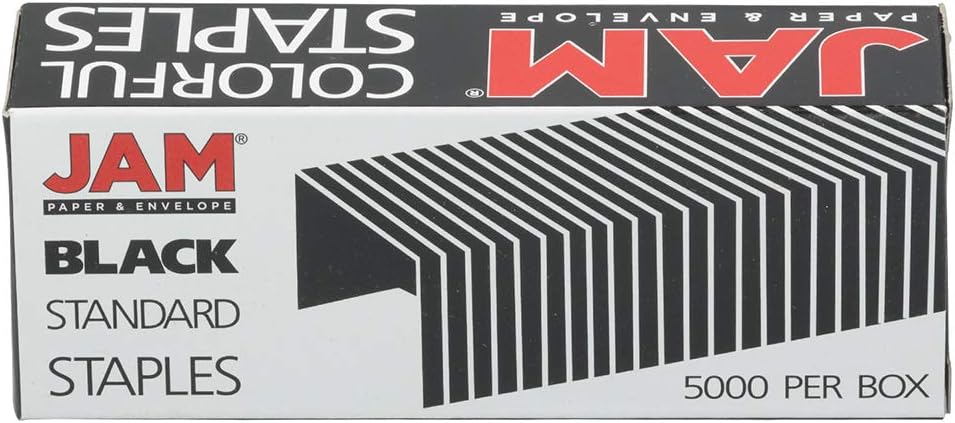 JAM PAPER Standard Size Colorful Staples - Jet Black - 5000/box