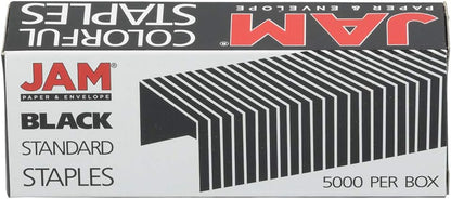 JAM PAPER Standard Size Colorful Staples - Jet Black - 5000/box