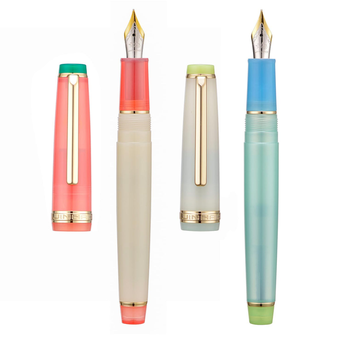 2PCS Jinhao 82 Fountain Pen Extra Fine Nib & Fine Nib with Converter, Mixed Morandi Gold Trim Writing Pen Set
