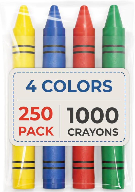 Rosmonde Crayons Bulk, 250 Sets of 4 Pack (1000 Count), Party Favor Crayons
