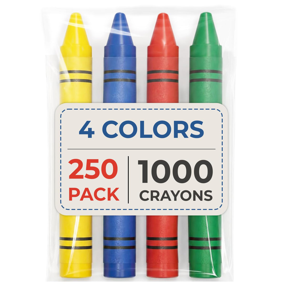 Rosmonde Crayons Bulk, 250 Sets of 4 Pack (1000 Count), Party Favor Crayons