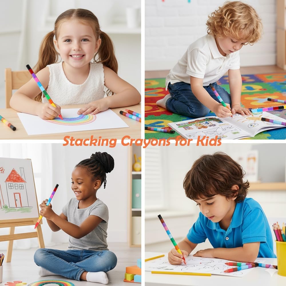 30 Pcs Stackable Crayons, Stacking Crayon Bulk for Kids,Party Favors (30)