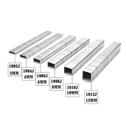 HARFINGTON 2800pcs 1003J 20Ga 3/7-inch Crown 1/8-inch Staples U-Shaped Galvanized Straight Brad Nails with Storage Box for Woodworking DIY Decoration, Silver Tone