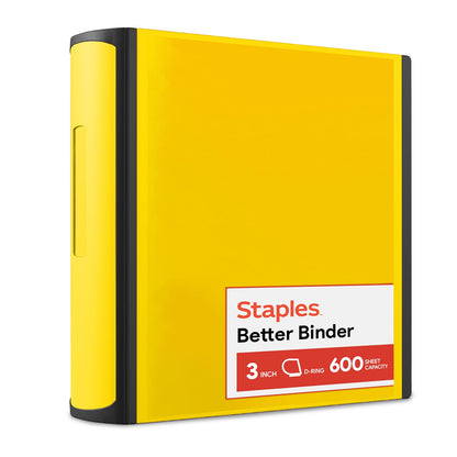 Staples Better Binder, 3 Inch D-Ring, Blue, Reinforced Rubber Spine