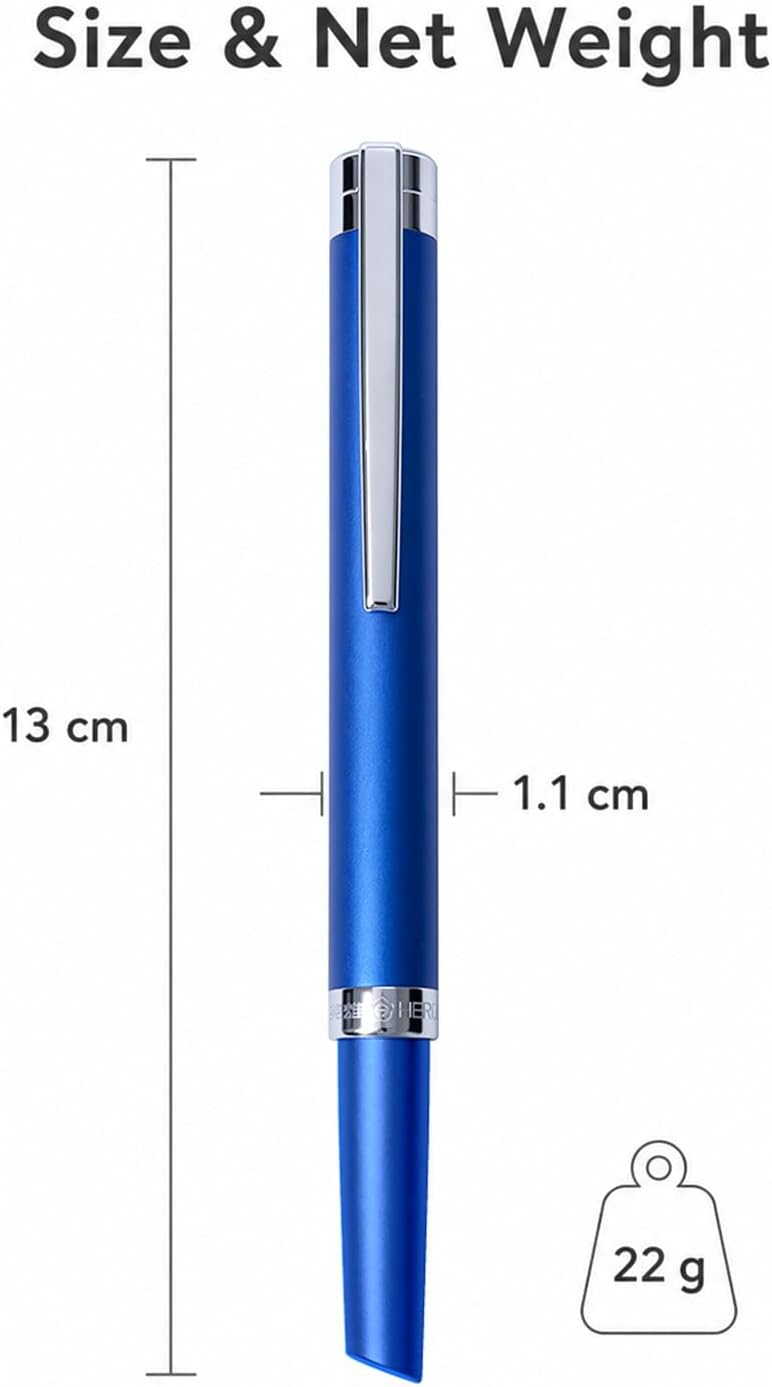 HERO 8203 Metal Blue Fountain Pen for Women & Girls, 0.5mm Fine Iridium Nib, Comes with Converter, Compatible with 3.4mm Ink Cartridges(Cartridges Not Included)