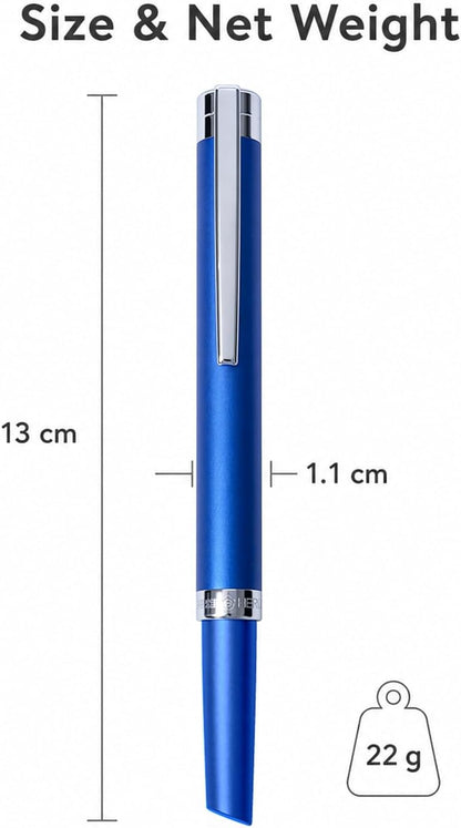 HERO 8203 Metal Blue Fountain Pen for Women & Girls, 0.5mm Fine Iridium Nib, Comes with Converter, Compatible with 3.4mm Ink Cartridges(Cartridges Not Included)