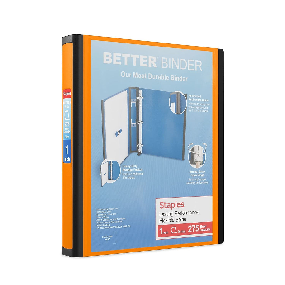 Staples Better Binder, 3 Inch D-Ring, Blue, Reinforced Rubber Spine