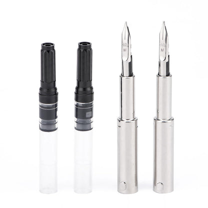 2PCS Jinhao 10 Fountain Pen Nib Section Set for Replacement, Iridium Stainless Extra Fine Nib with 5.5mm Diameter Ink Converter Set