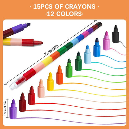 30 Pcs Stackable Crayons, Stacking Crayon Bulk for Kids,Party Favors (30)