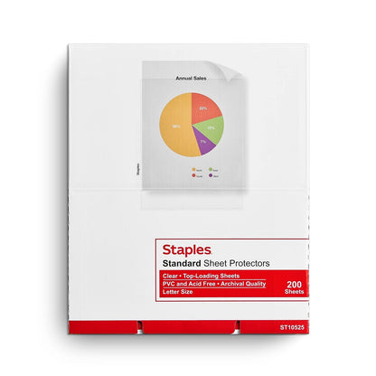 Staples Sheet Protectors, 8.5x11 Inch, Top-Loading, Clear, 200-Pack
