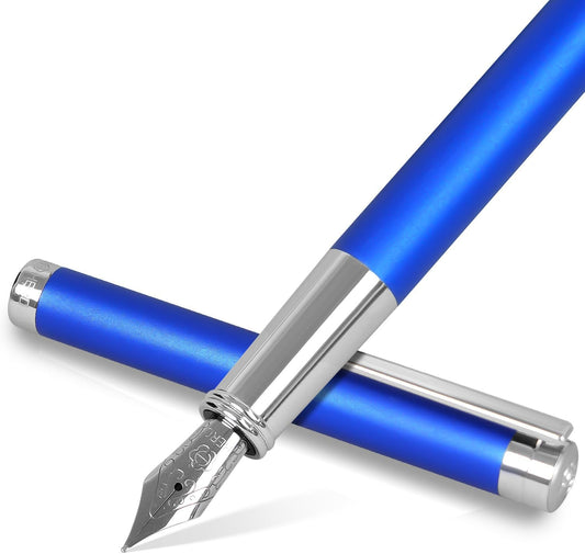 HERO 8203 Metal Blue Fountain Pen for Women & Girls, 0.5mm Fine Iridium Nib, Comes with Converter, Compatible with 3.4mm Ink Cartridges(Cartridges Not Included)