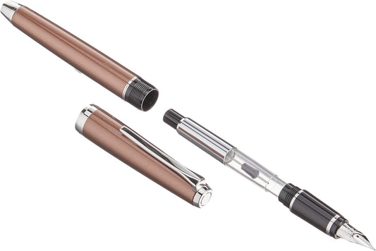 PILOT Metal Falcon Collection Fountain Pen, Brown Barrel, Fine Nib (60572)