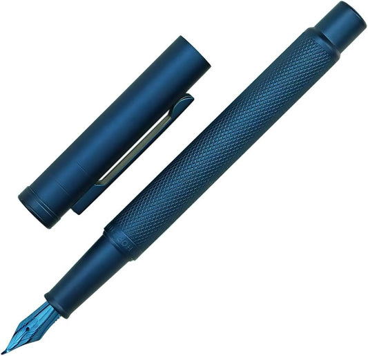 Hongdian Dark Blue Forest Fountain Pen Bent Nib Beautiful Tree Texture Excellent Metal Writing Pen