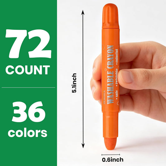 72 Count (36 Colors) Jumbo Twist-Up Crayons for Kids and Toddlers Ages 3+