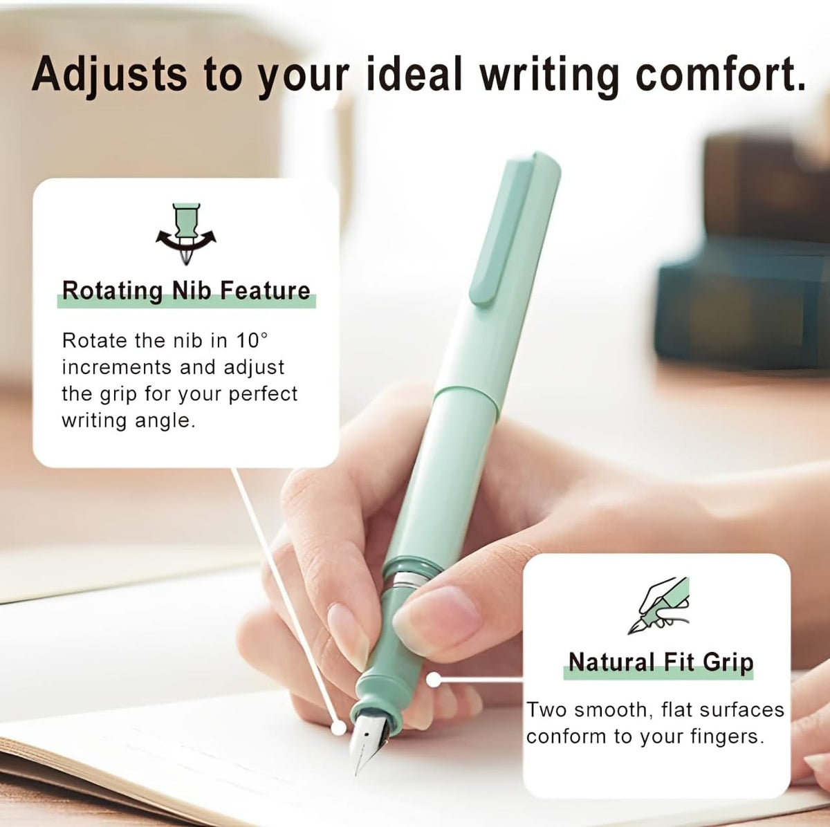 Sailor TUZU ADJUST Fountain Pen, Medium Nib (M), Rotating Nib Feature and Natural Fit Grip, Includes 2 Ink Cartridges (Black) and Converter, Limited Edition Clear Navy, 12-0541-442