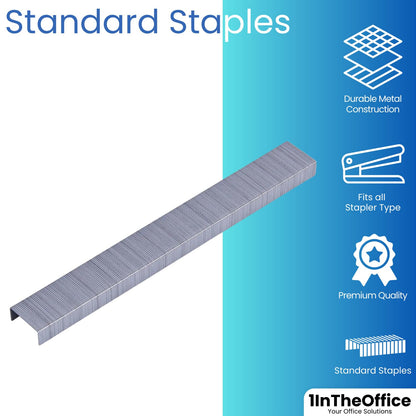 1InTheOffice Standard Staples - 1/4" Leg Length, 5,000 Staples/Pack, 5 Pack