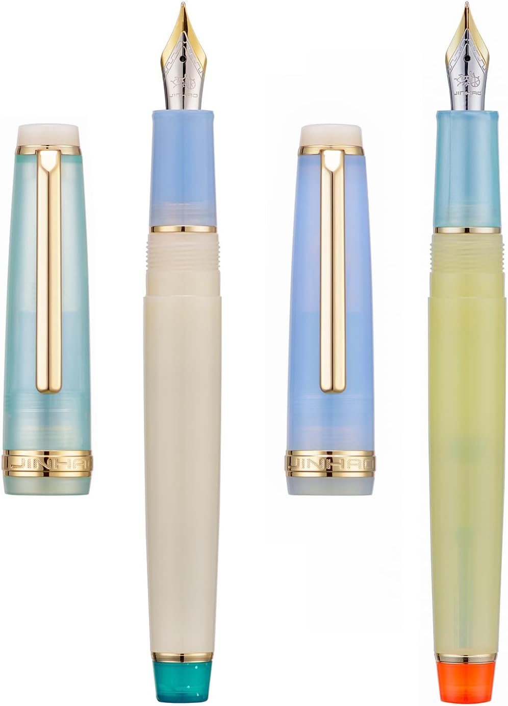 2PCS Jinhao 82 Fountain Pen Extra Fine Nib & Fine Nib with Converter, Mixed Morandi Gold Trim Writing Pen Set