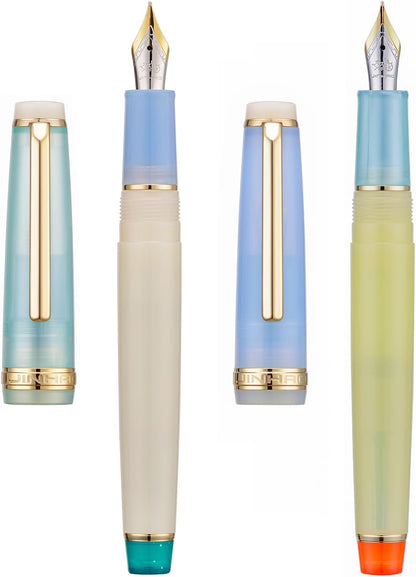 2PCS Jinhao 82 Fountain Pen Extra Fine Nib & Fine Nib with Converter, Mixed Morandi Gold Trim Writing Pen Set