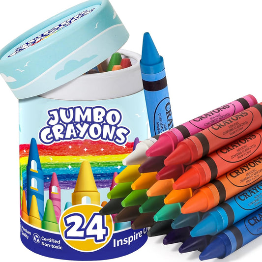 Crayons 24 Count, Jumbo Crayons for Toddlers Kids Coloring & Arts Supplies