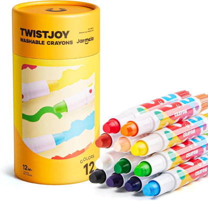 Jar Melo Jumbo Crayons for Toddlers, 12 Colors TwistJoy Washable Crayon