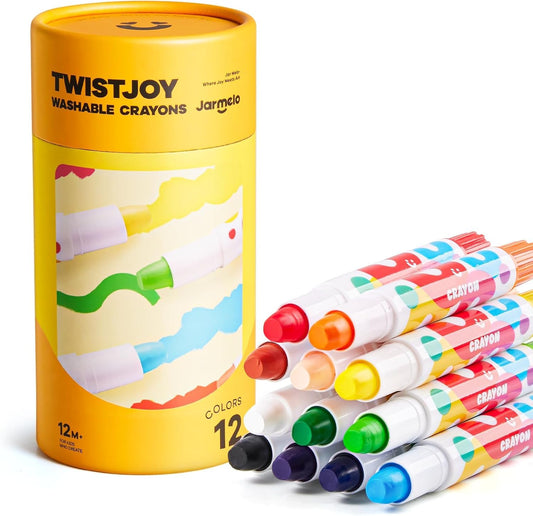 Jar Melo Jumbo Crayons for Toddlers, 12 Colors TwistJoy Washable Crayon