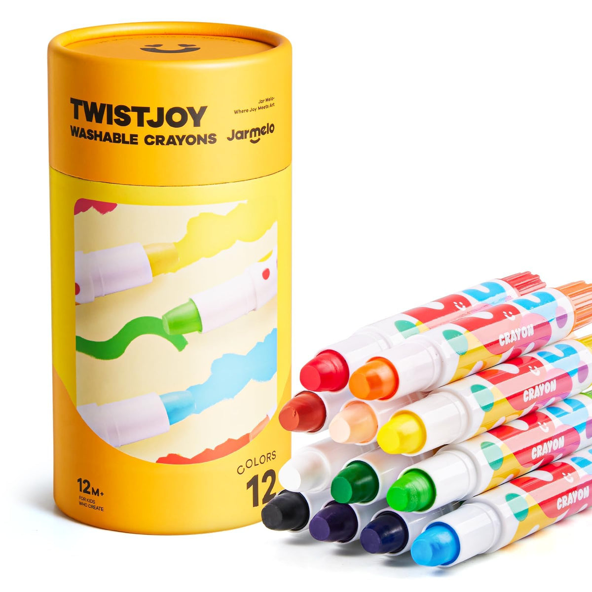 Jar Melo Jumbo Crayons for Toddlers, 24 Colors TwistJoy Washable Crayon