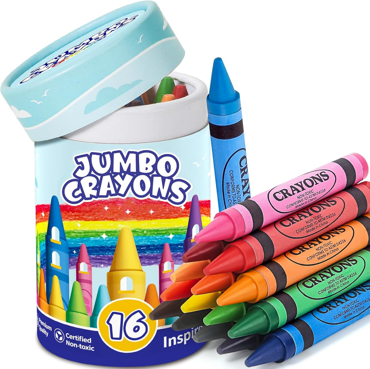 16 Colors Jumbo Crayons for Toddlers Kids Coloring & Arts Supplies