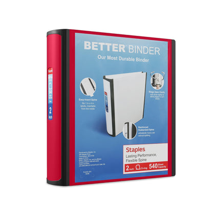 Staples Better Binder, 3 Inch D-Ring, Blue, Reinforced Rubber Spine